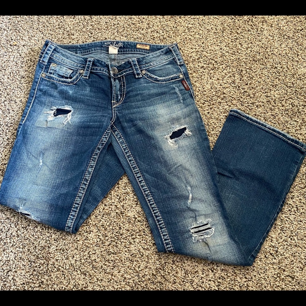 Silver pioneer bootcut distressed jeans 29W 31L